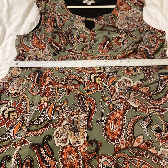 Sandra Darren Woman’s Green Paisley Mid length sleeveless dress, Plus Size 2X - Picture 10 of 13